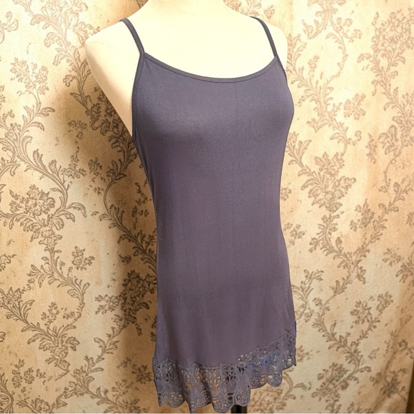 Mono Rello (Monorello) NWT Lace Hem Cami Tunic Charcoal Gray Size S - Picture 3 of 8